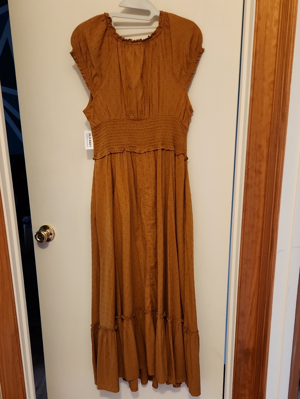 NWT Old Navy Rust Brown Maxi Dress with Smocked Waist and Ruffle Hem - Picture 6 of 10